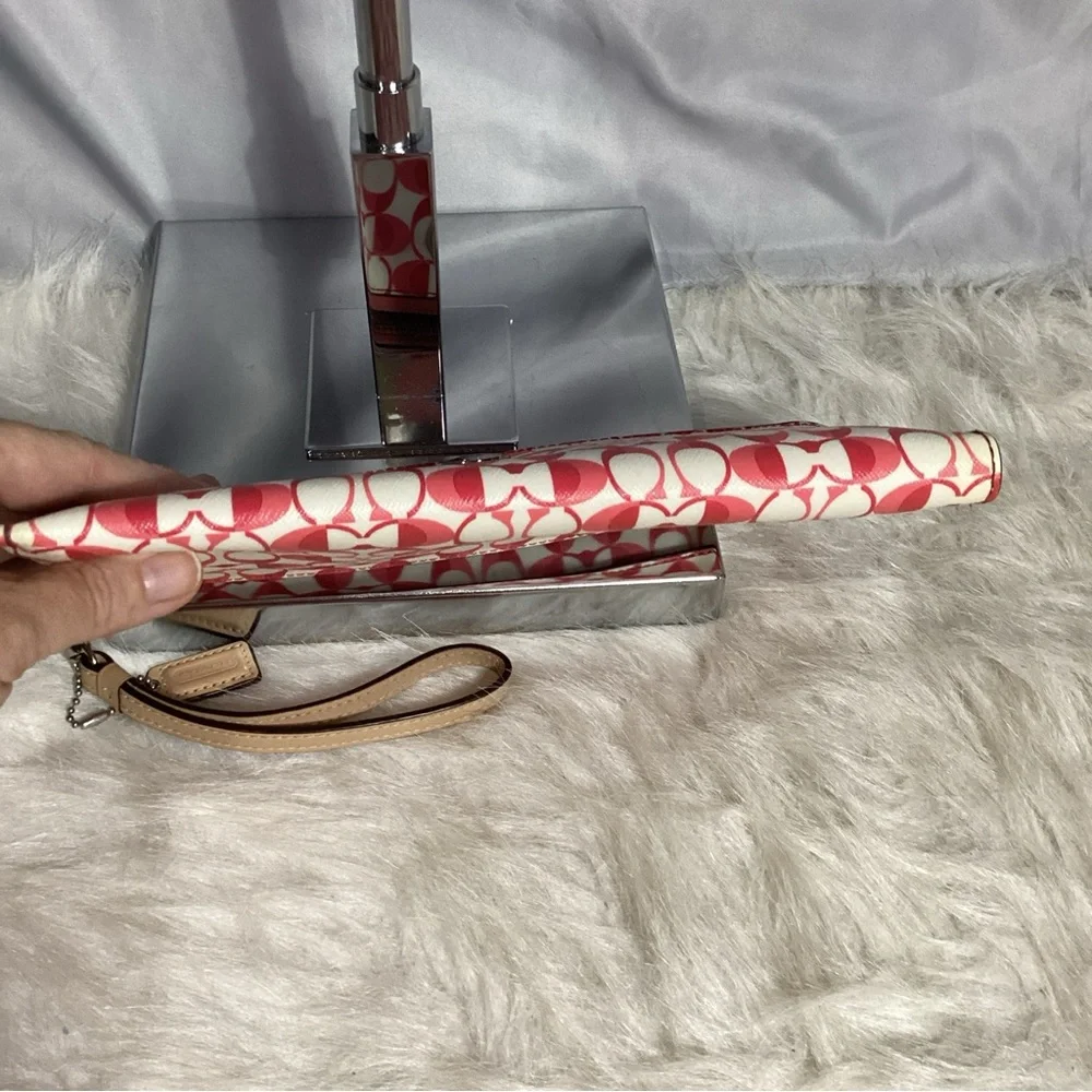 XL Coach Coated Canvas Sig C Wristlet Clutch Bag Phone Ready EUC